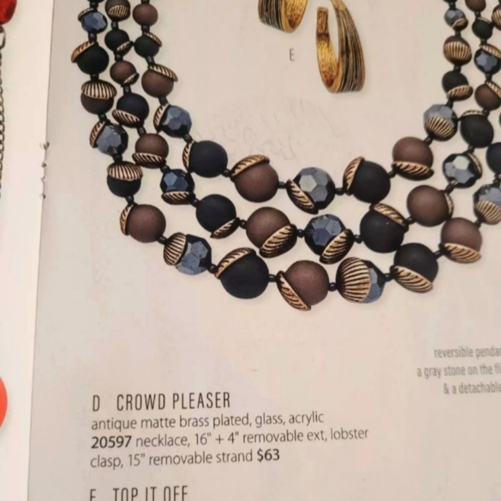COPY - Premier Designs Necklace CROWD PLEASER 3 In 1 Necklace New In Bag - Picture 2 of 5